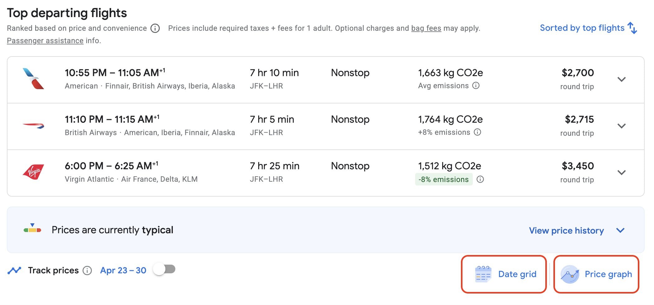 How To Use Google Flights - google flights search results